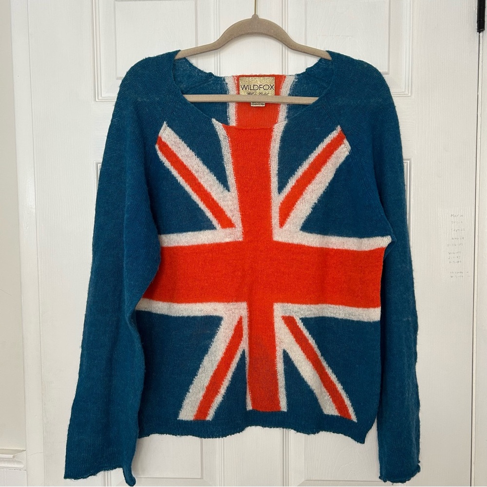 Wildfox White Label Save Queen Penny Lane Union Jack Sweater - Picture 2 of 10
